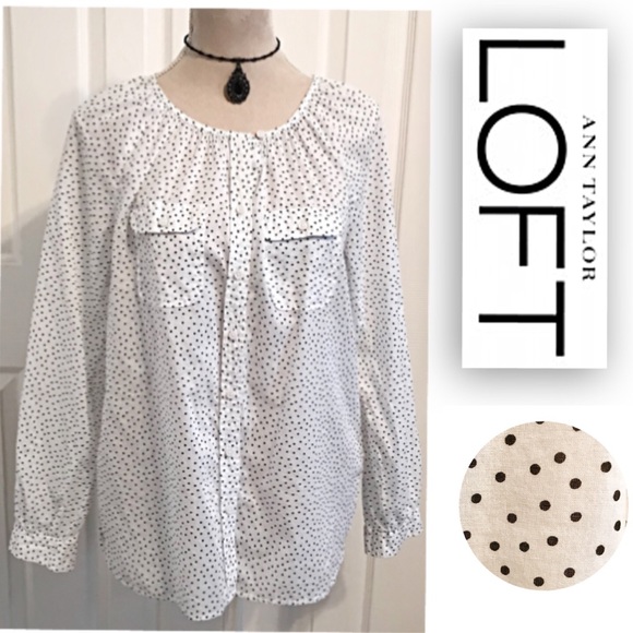 Ann Taylor Tops - Ann Taylor Loft, Polka Dotted Long Sleeve Blouse